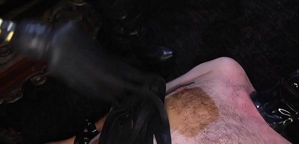 Busty mistress in lingerie fucks man